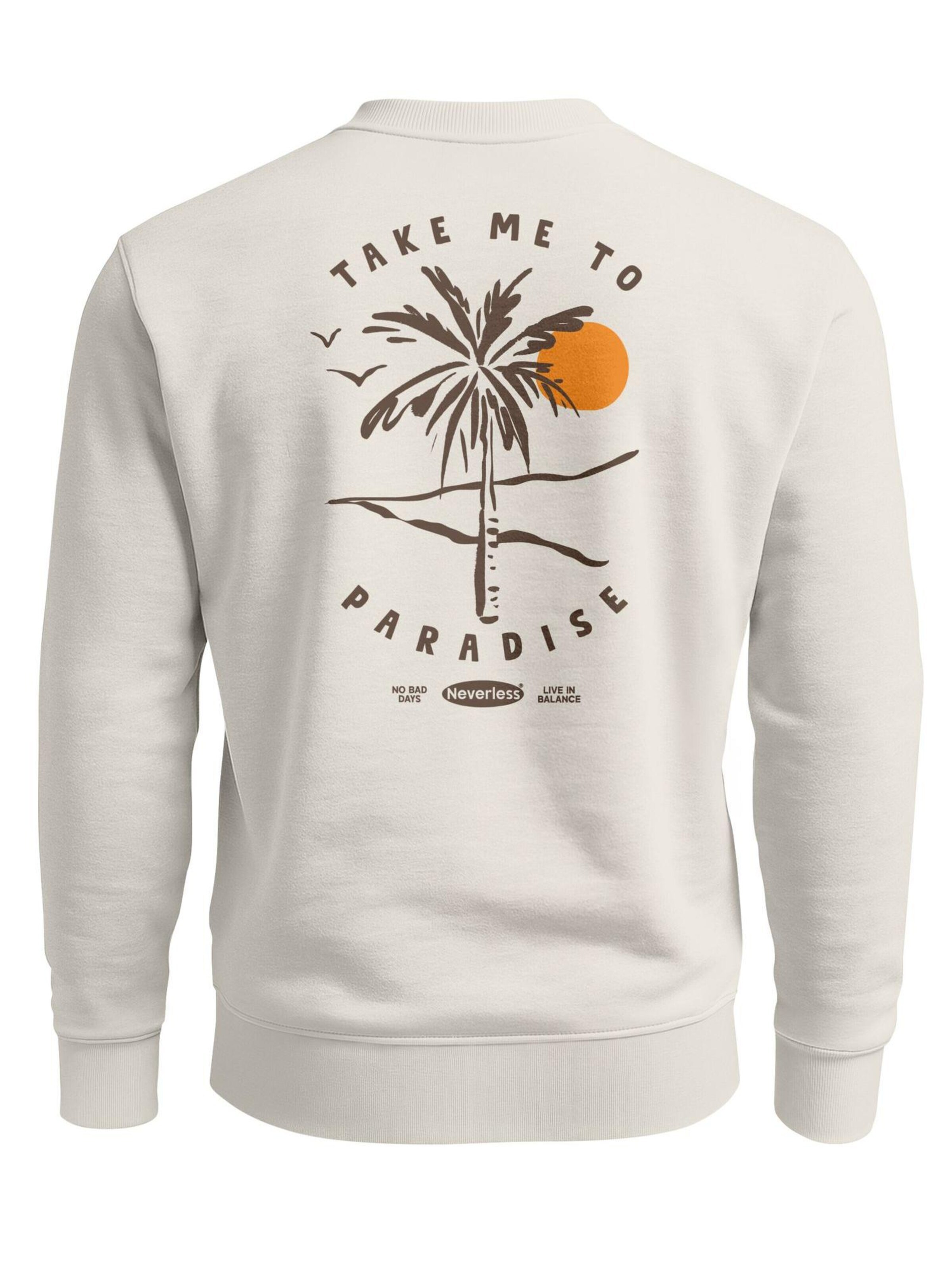 Neverless Sweatshirt 'Take me to Paradise' in Beige: front