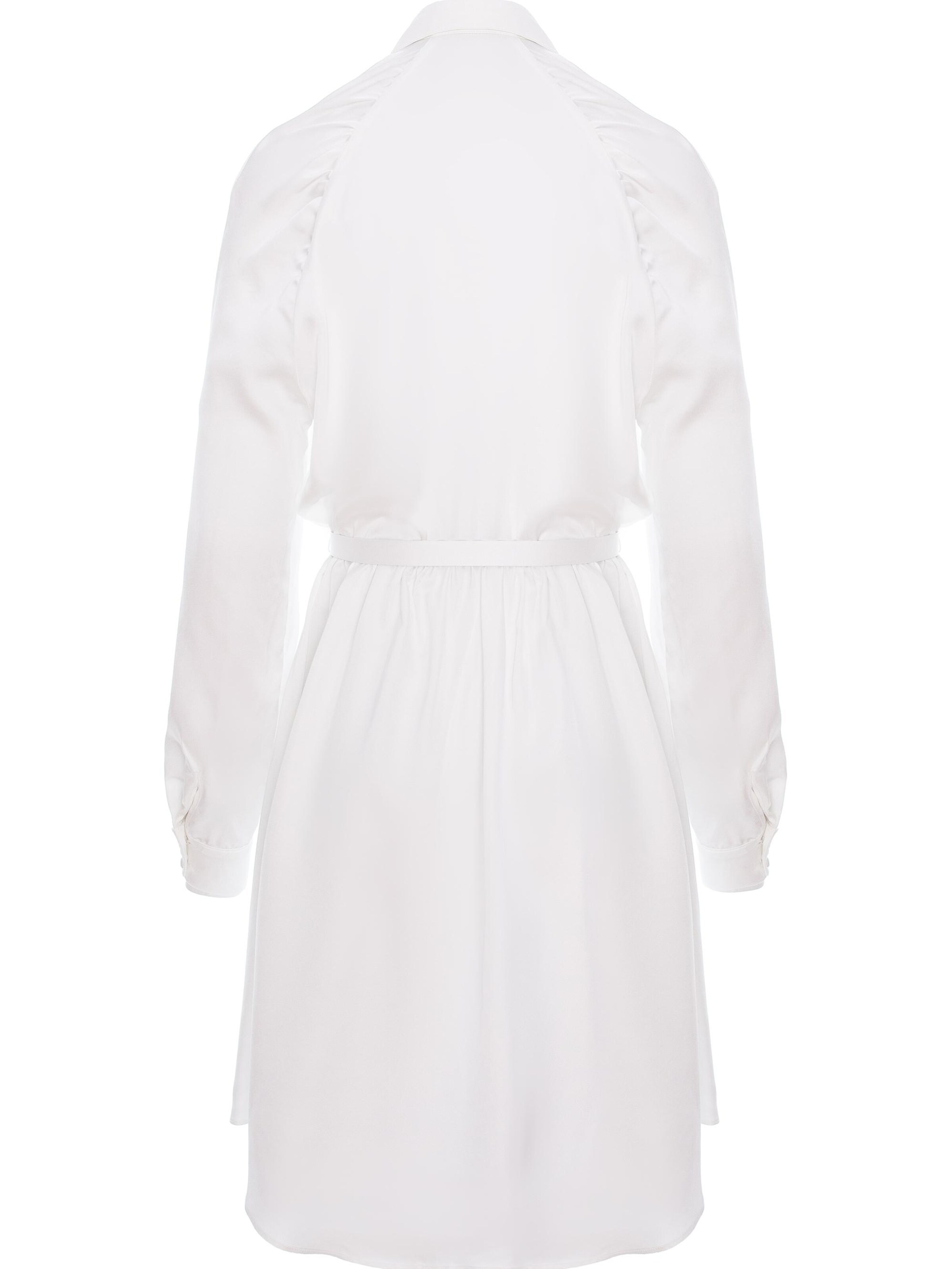 Abito 'Gathered Raglan Sleeve Viscose Midi Shirt Dress With Belt' di AVENUE N°29 in bianco