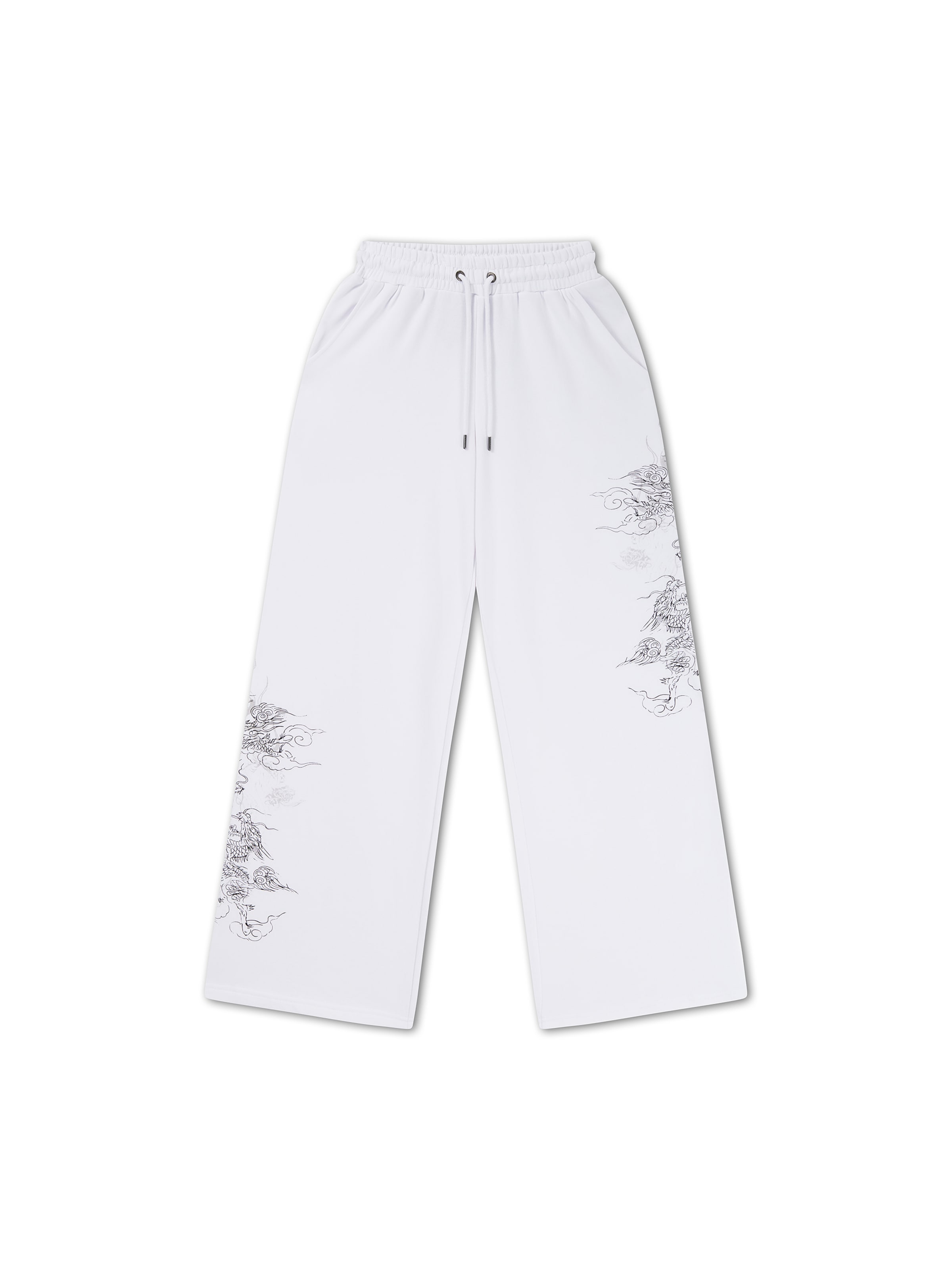 Wide leg Pantaloni 'Gothic Dragon' di Ed Hardy in bianco: frontale
