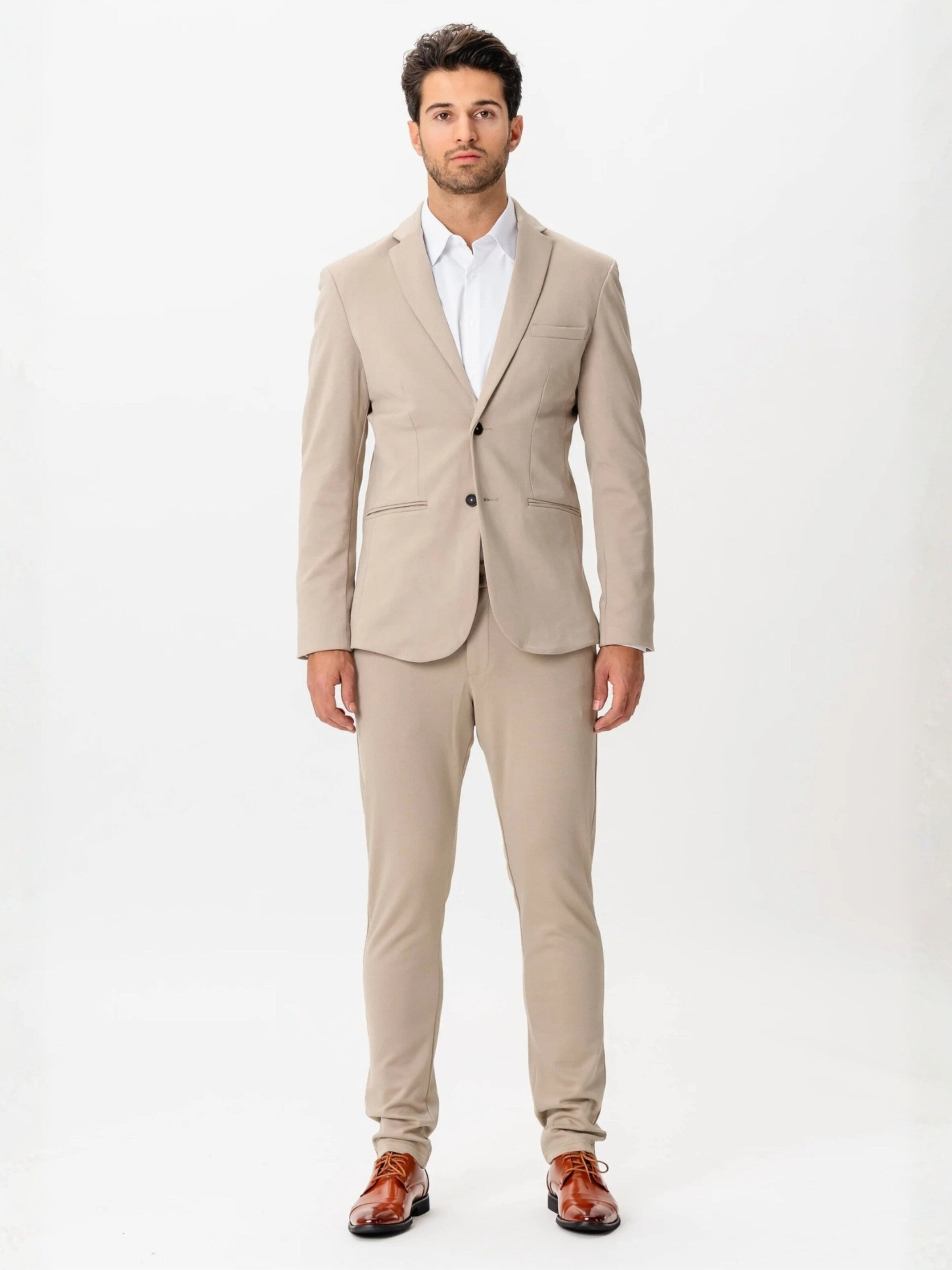 Regular fit Giacca business da completo ' The Original ' di TEESHOPPEN in beige: frontale