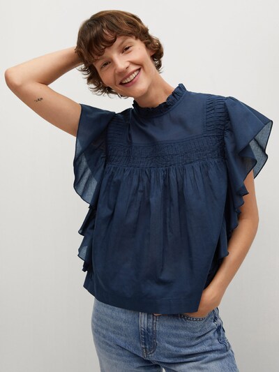 MANGO Bluse 'Coliseo-H' in dunkelblau, Modelansicht