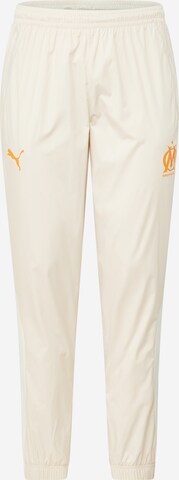 PUMA Slimfit Sportbroek 'OM Prematch' in Beige: voorkant