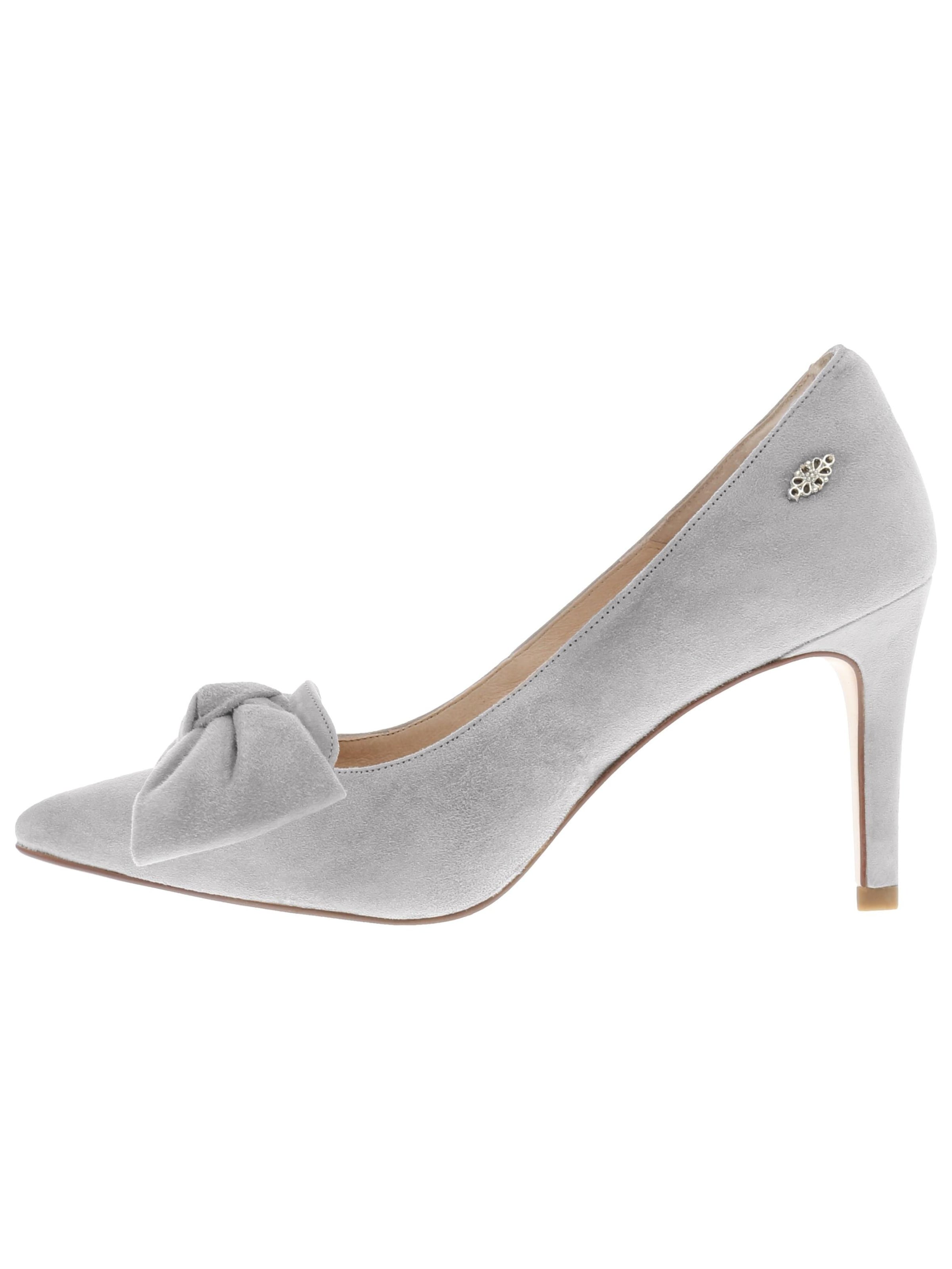 XAVER LUIS Schuhmanufaktur Pumps 'JULE - Spitze Pumps mit großer Schleife'‌‌‌‌‌ in Grau: Vorderseite