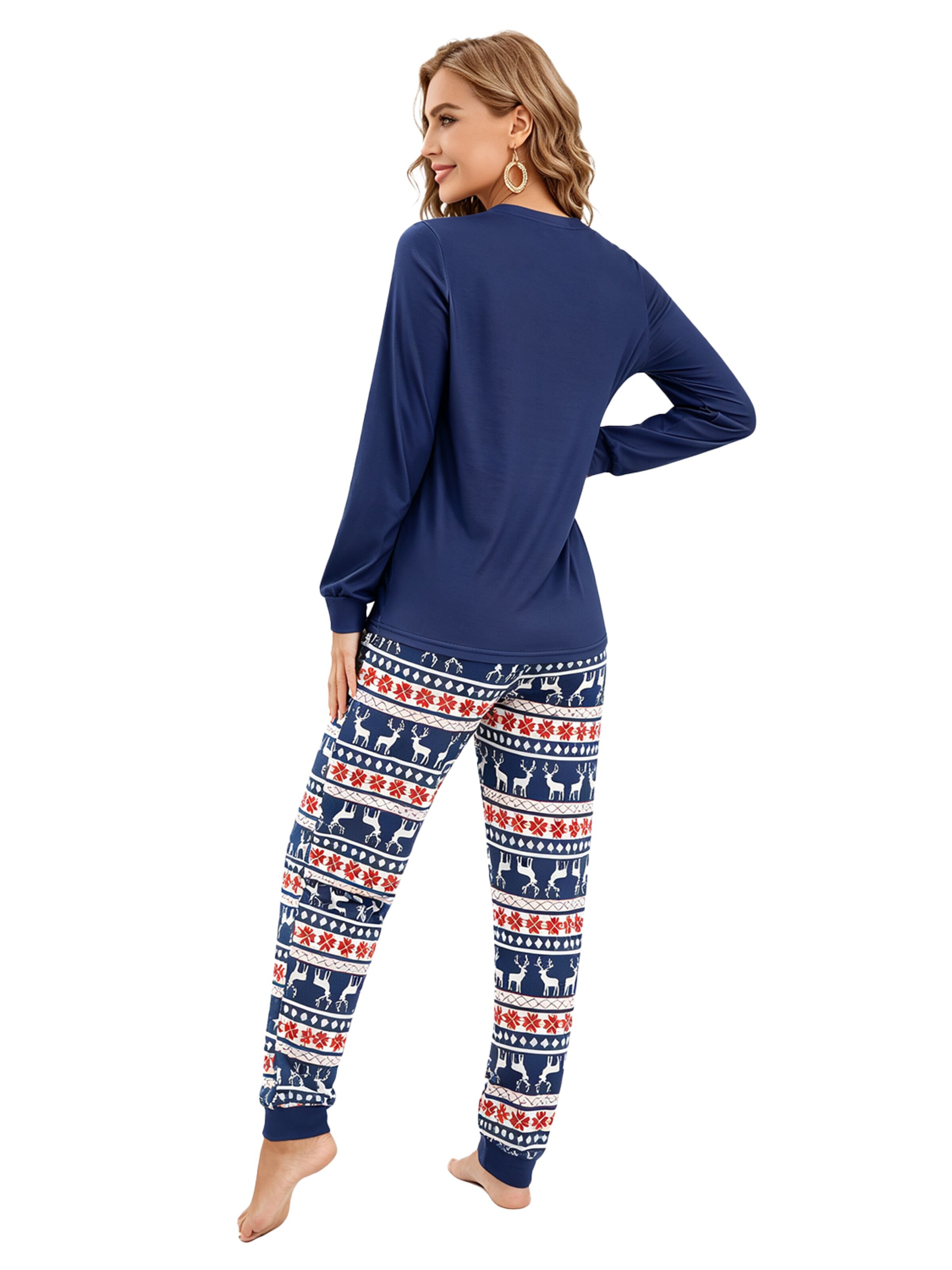 KoJooin Piżama 'Damen Weihnachts-Pyjama-Set Langarm Schlafanzug aus weichem Material mit Jogginghose Komfortable' w kolorze niebieski