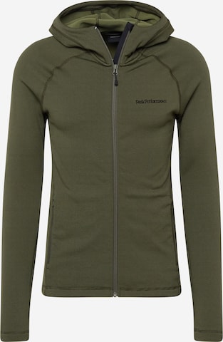 PEAK PERFORMANCE - Sudadera con cremallera deportiva en verde: frente