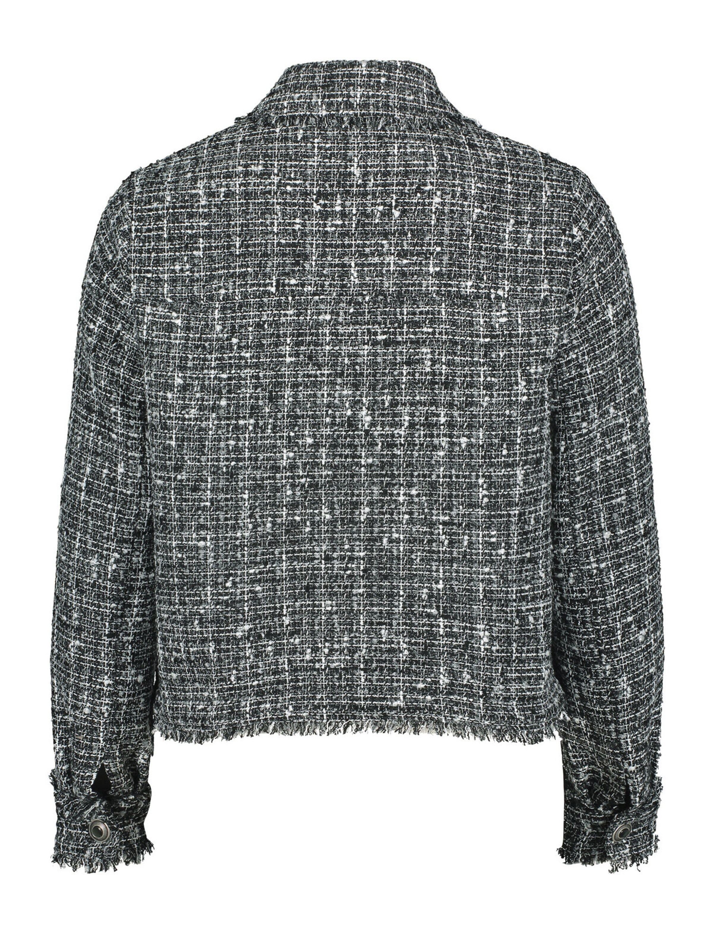 Cartoon Tweedblazer mit Fransen in Grau