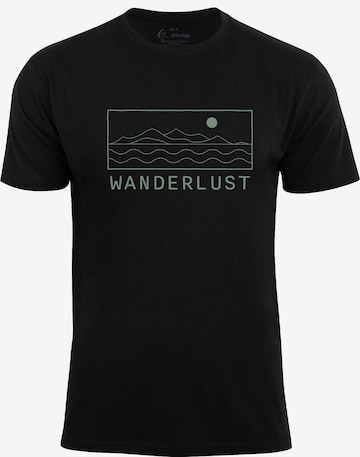 Cotton Prime T-Shirt 'Wanderlust' in Schwarz: Vorderseite