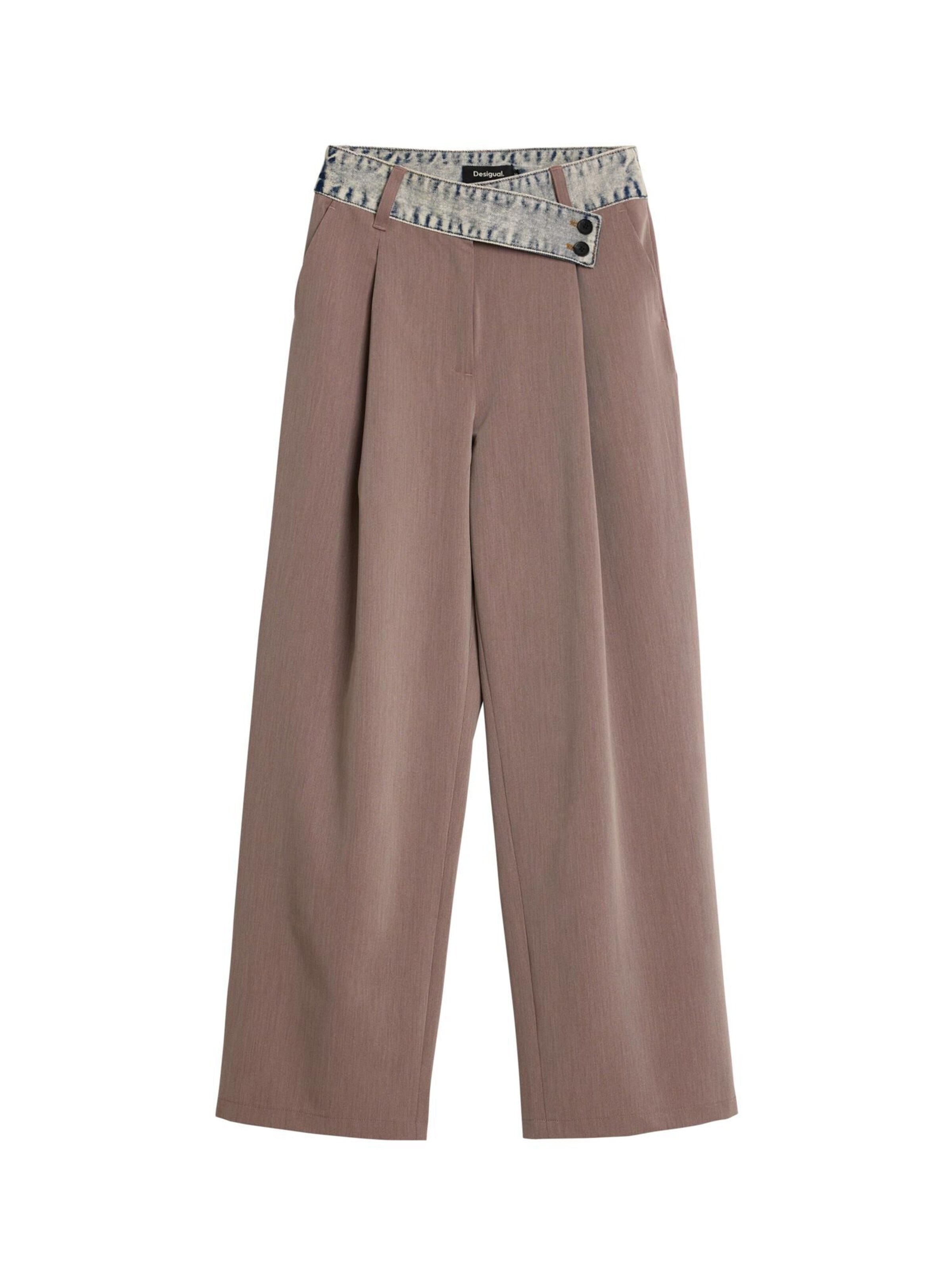 DesigualWide Leg/ Široke nogavice Hlače s naborima - crvena boja: prednji dio