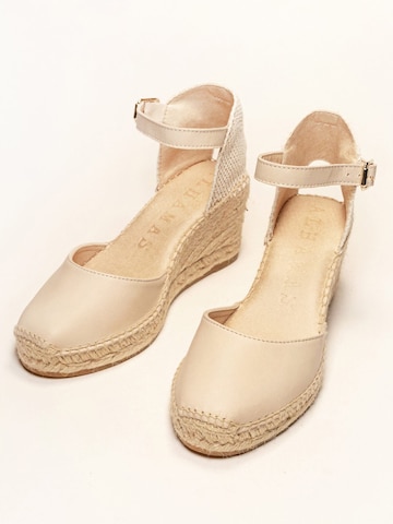 Alhamas - Sandalias con hebilla 'Alpargata Cuña 7 cm' en beige