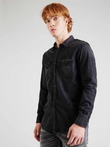 REPLAY - Regular Fit Camisa em preto: frente