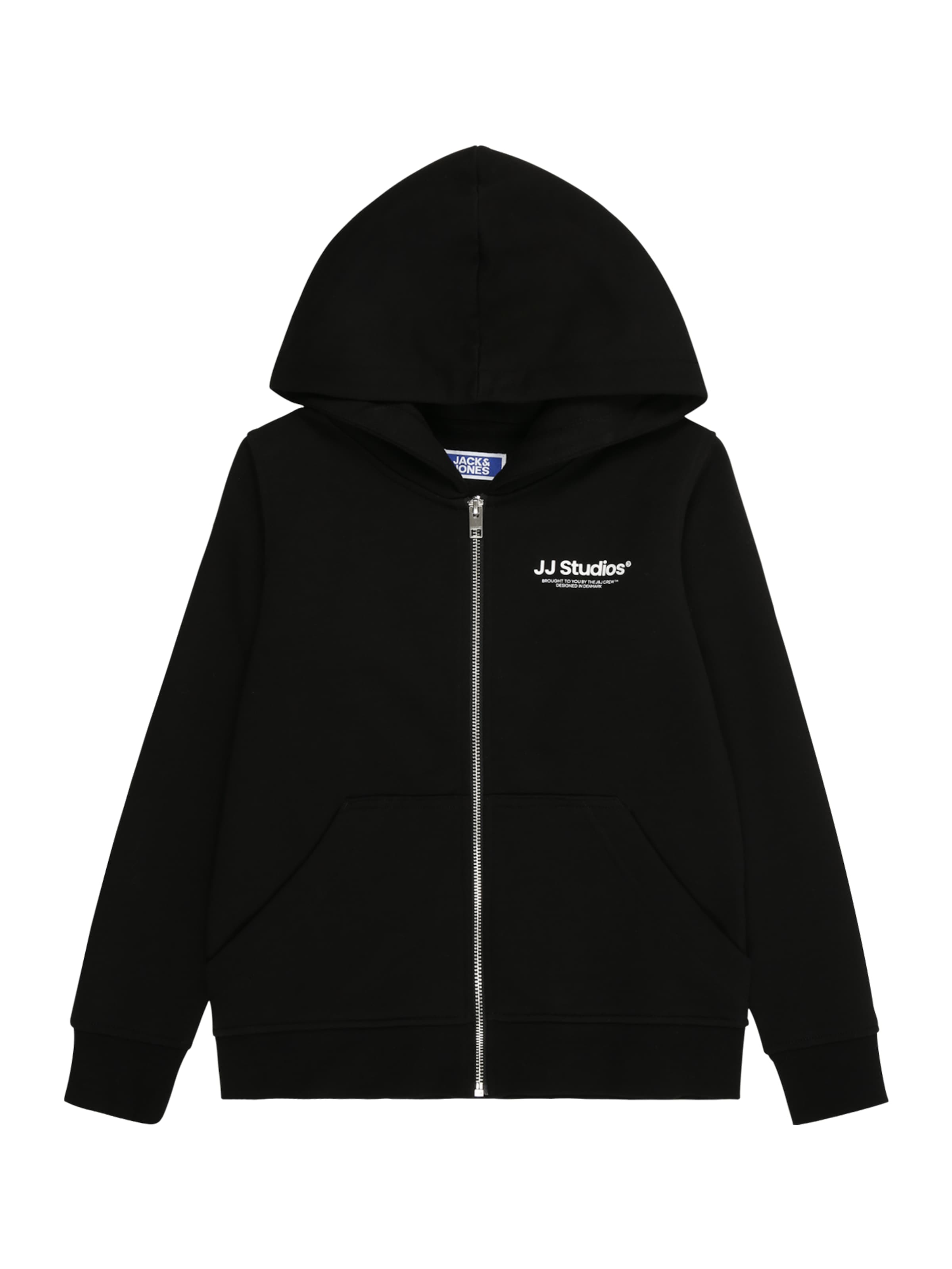 Jack & Jones Junior Zip-Up Hoodie 'JJESOHO' in Black: front