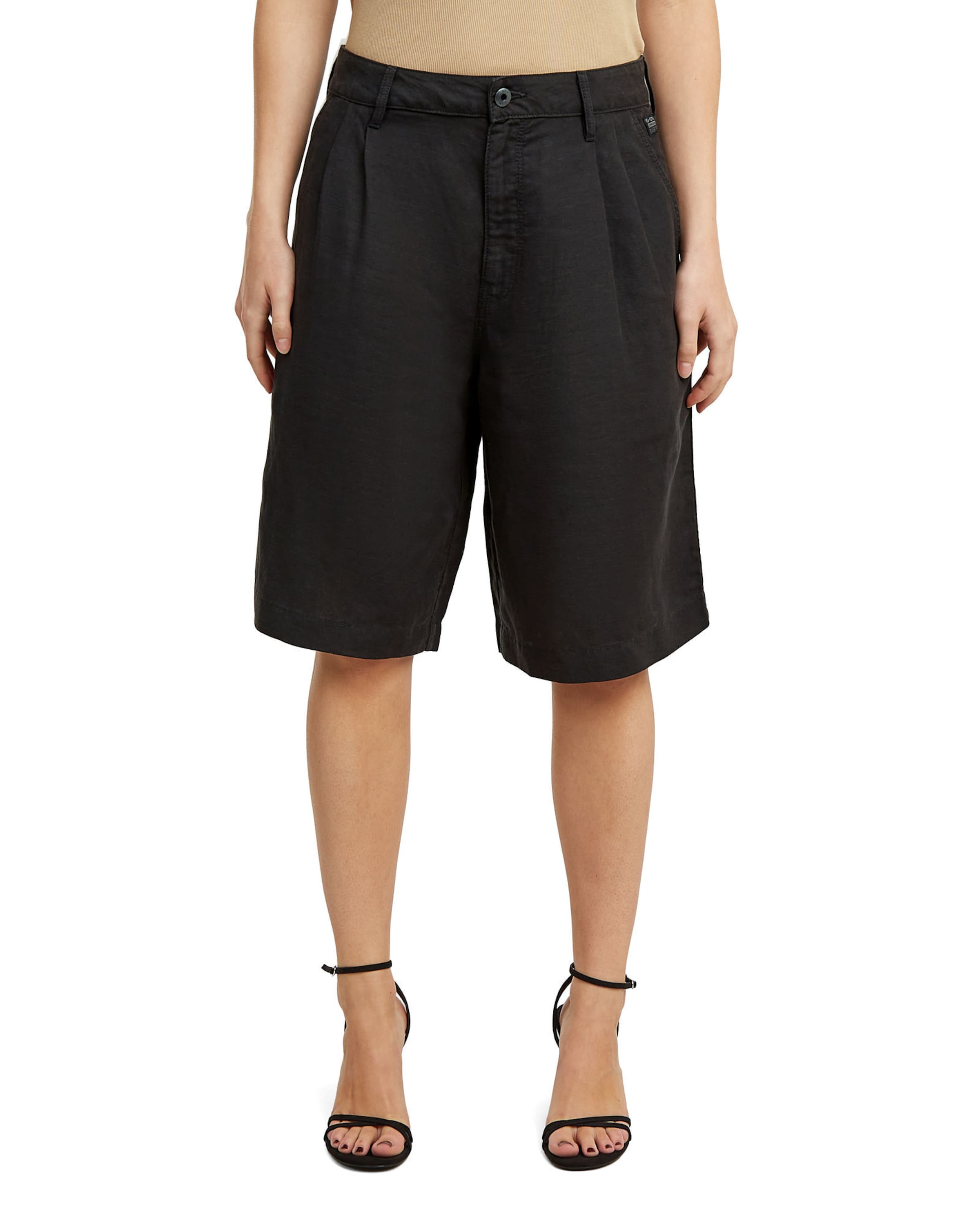 G-STAR Regular Broek 'Pleated Bermuda Short' in Zwart