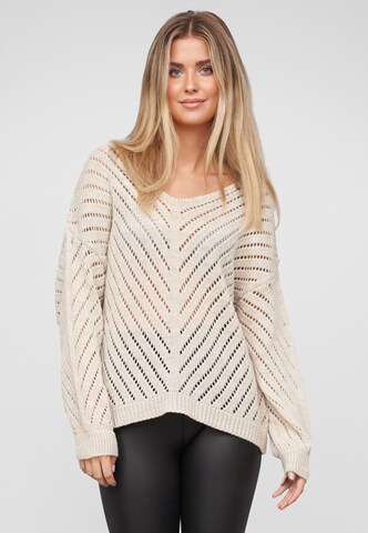 Cloud5ive Pullover 'Knit' in Beige: Vorderseite