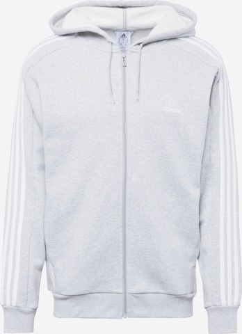 ADIDAS SPORTSWEAR Athletic Zip-Up Hoodie 'Essentials' in Grey: front