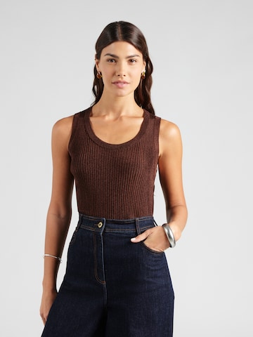 MOS MOSH Плетен топ в кафяво: отпред