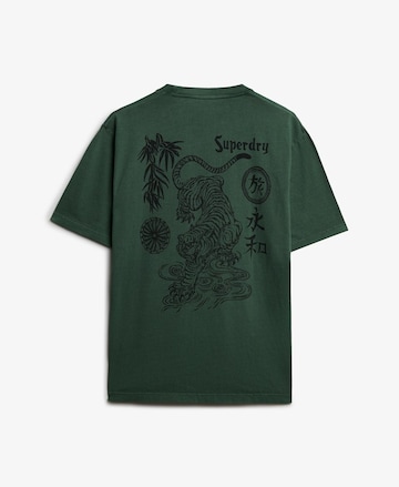 T-Shirt 'Tokyo Narrative' Superdry en vert