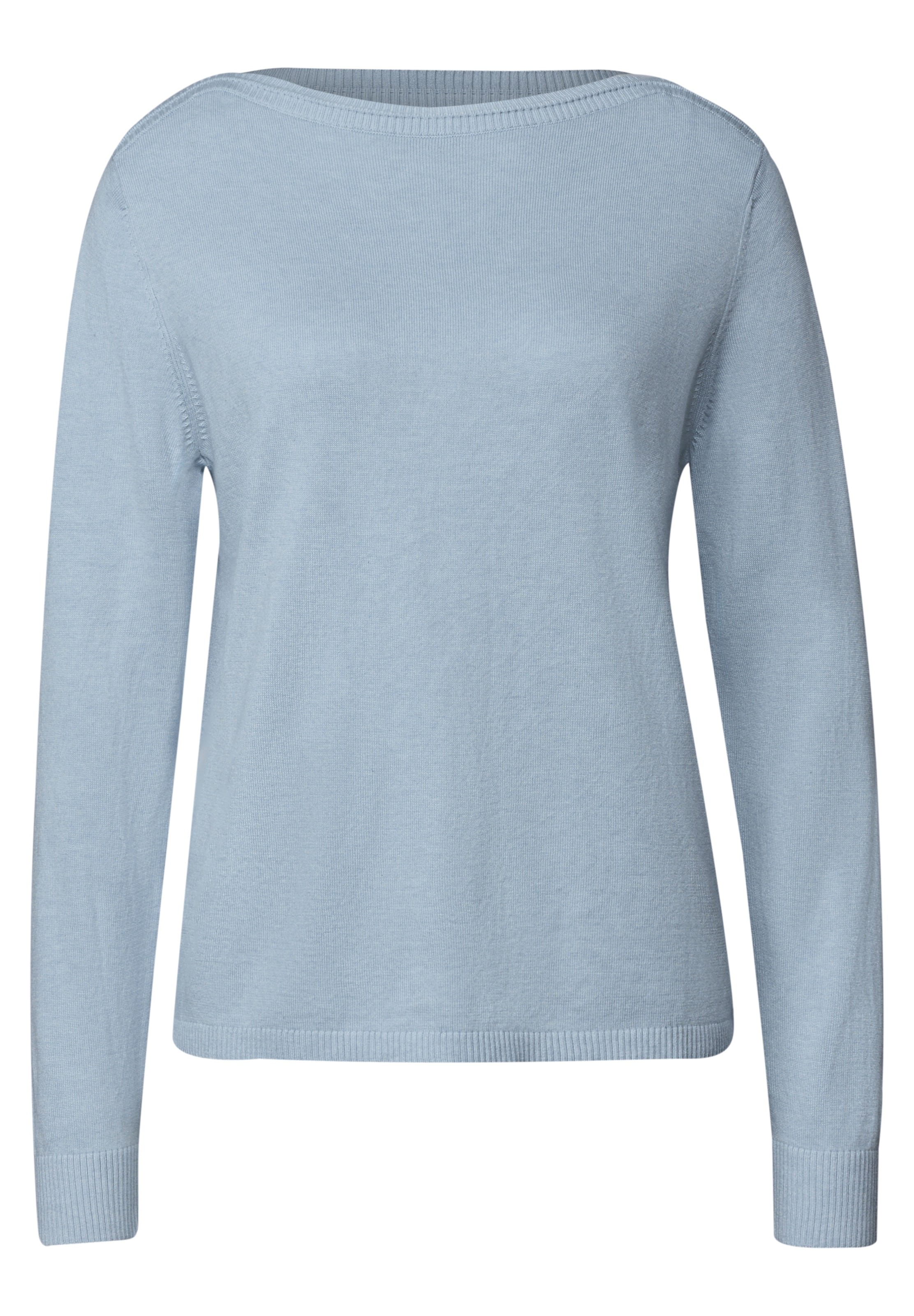 STREET ONE Basic Pullover mit U-Boot-Ausschnitt in Blau: Vorderseite