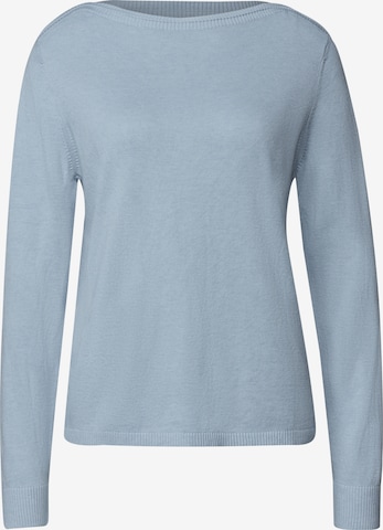 STREET ONE Basic Pullover mit U-Boot-Ausschnitt in Blau: Vorderseite