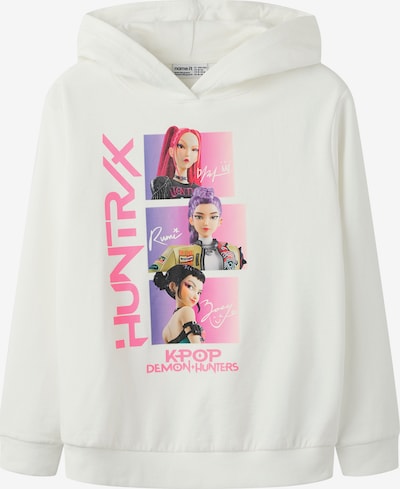 NAME IT Sweater majica 'NKFadis' veličine 122-128 u ljubičasta / svijetloroza / crna / bijela, Pregled proizvoda