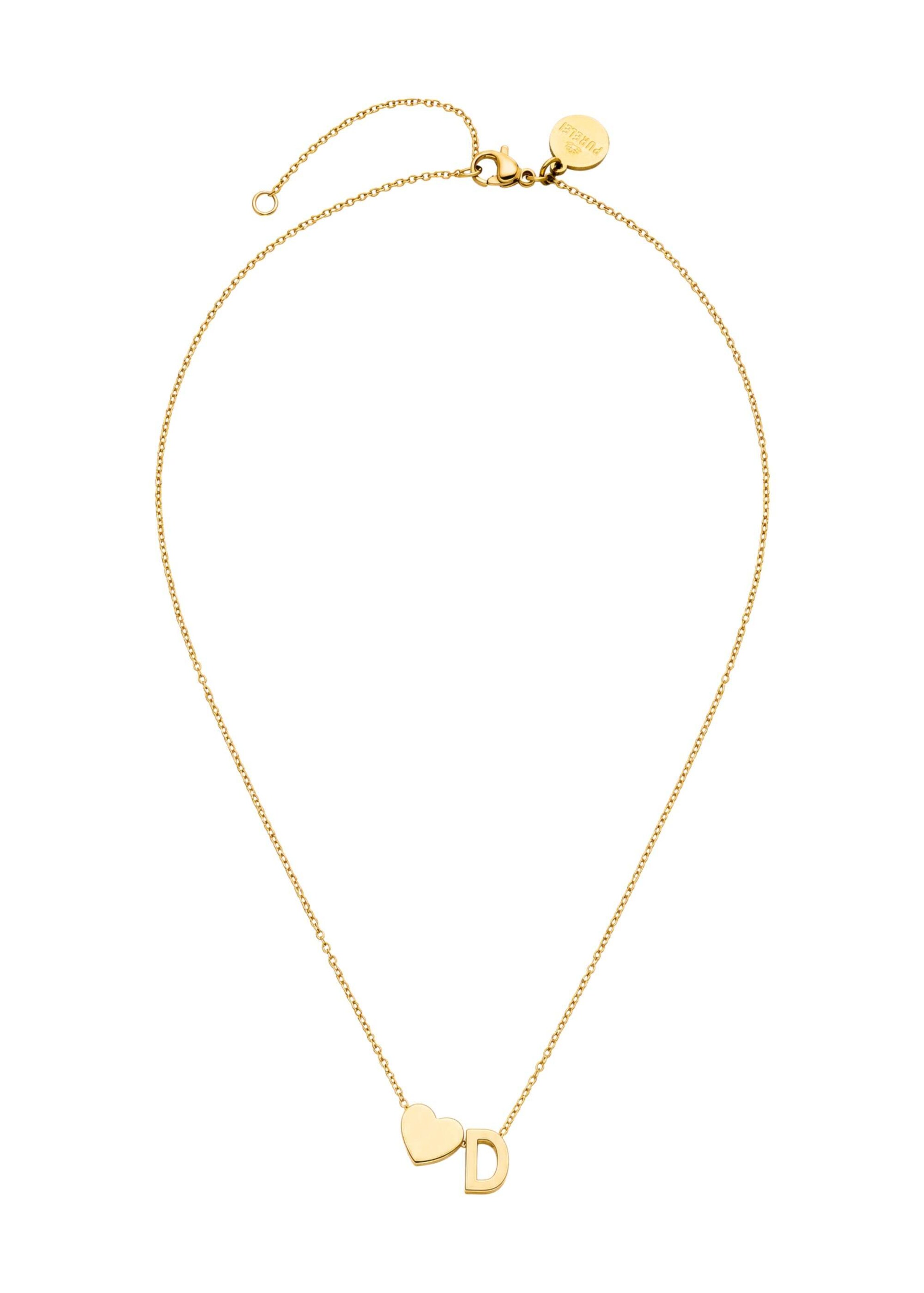 PURELEI - Cadena 'Letter Heart D' en oro: frente