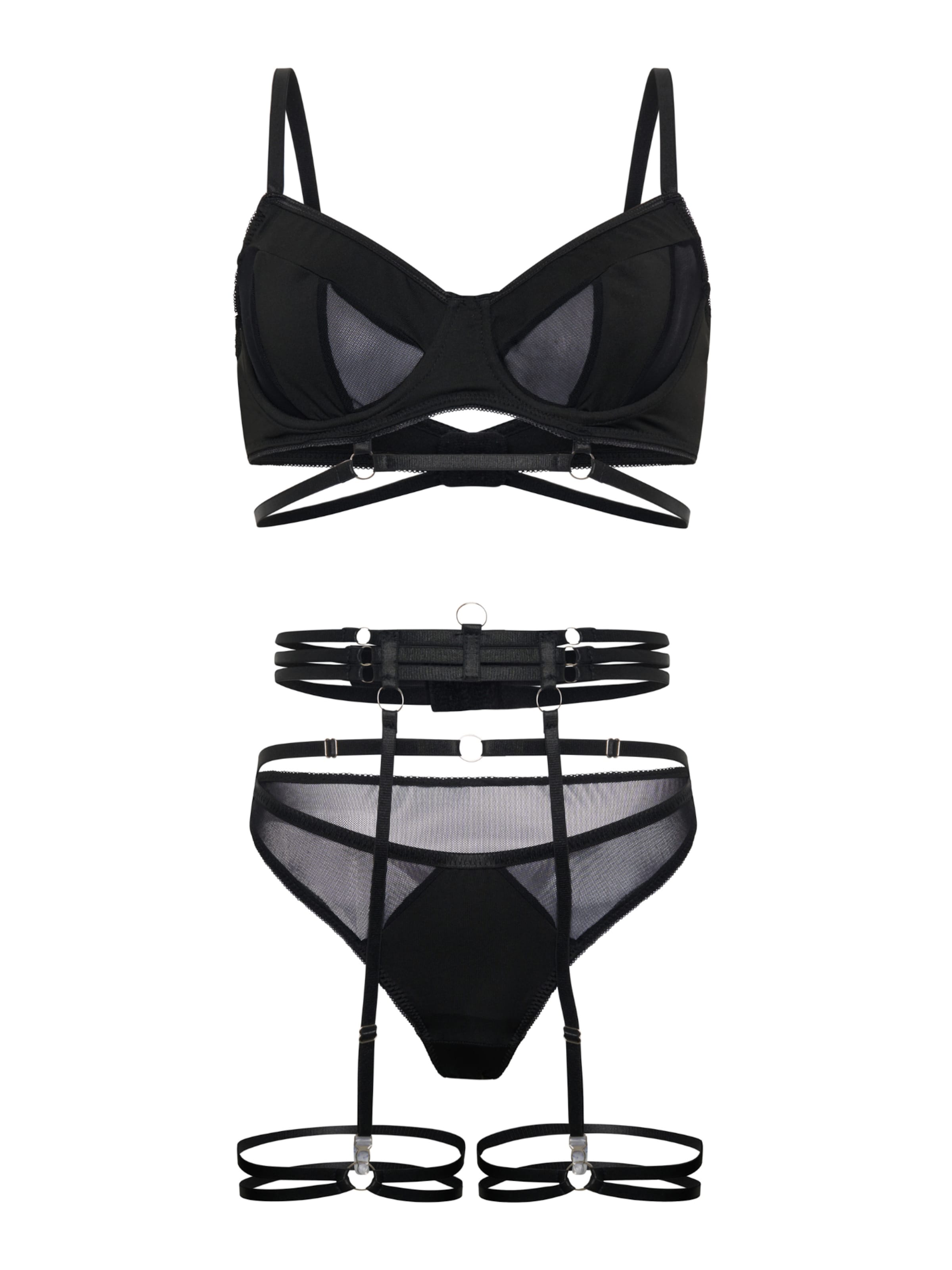 Orchibelle Balconette Underwear Sets 'Juliette' in Black: front