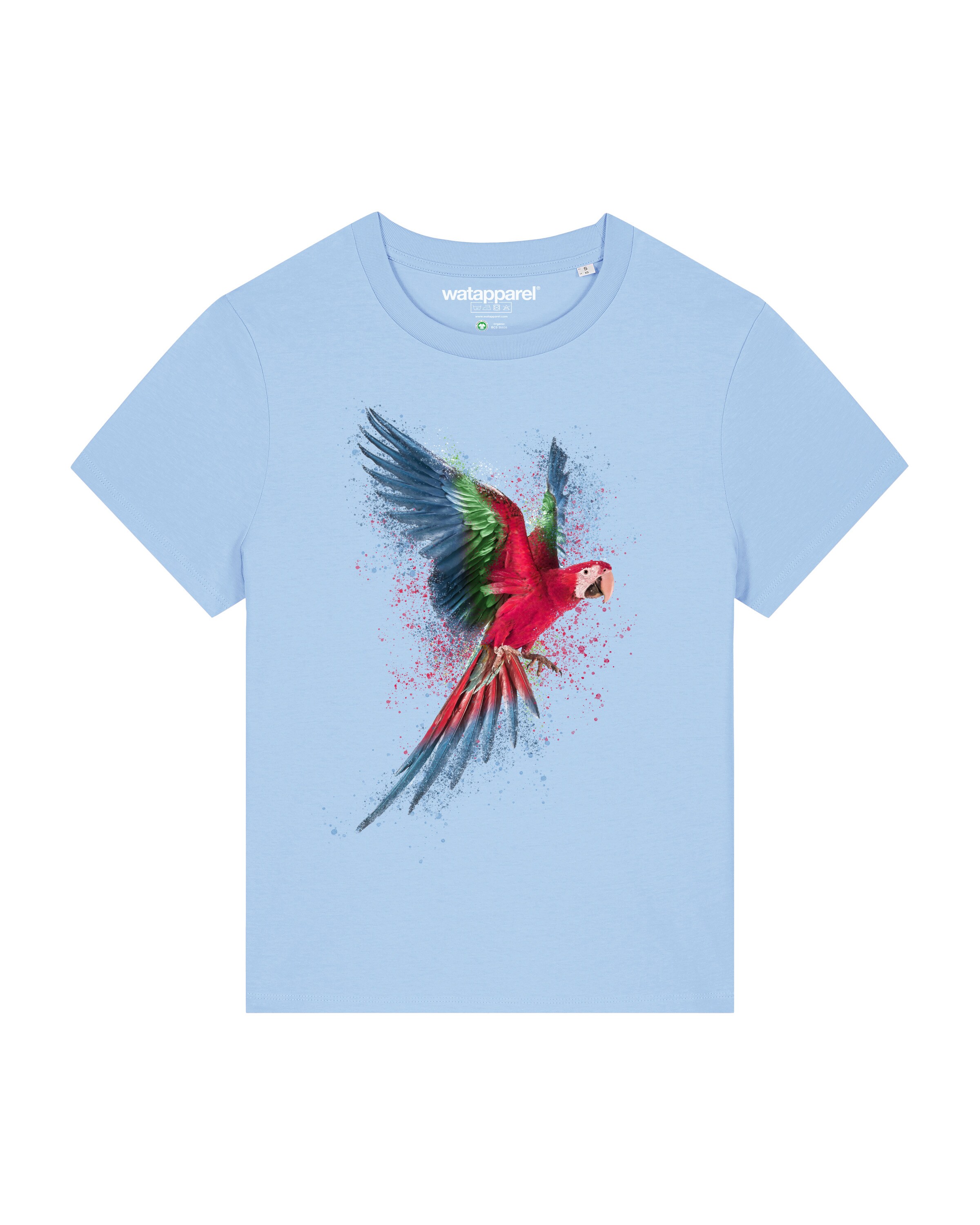 Watapparel Shirt ' Papagei ' in Blauw: voorkant