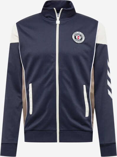 hummel hive Sportjacke 'Nichlas' in beige / dunkelblau / weiß, Produktansicht