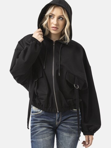 CIPO & BAXX Kapuzen Sweatjacke 'WL368' Streetwear-Outfits in Schwarz: Vorderseite