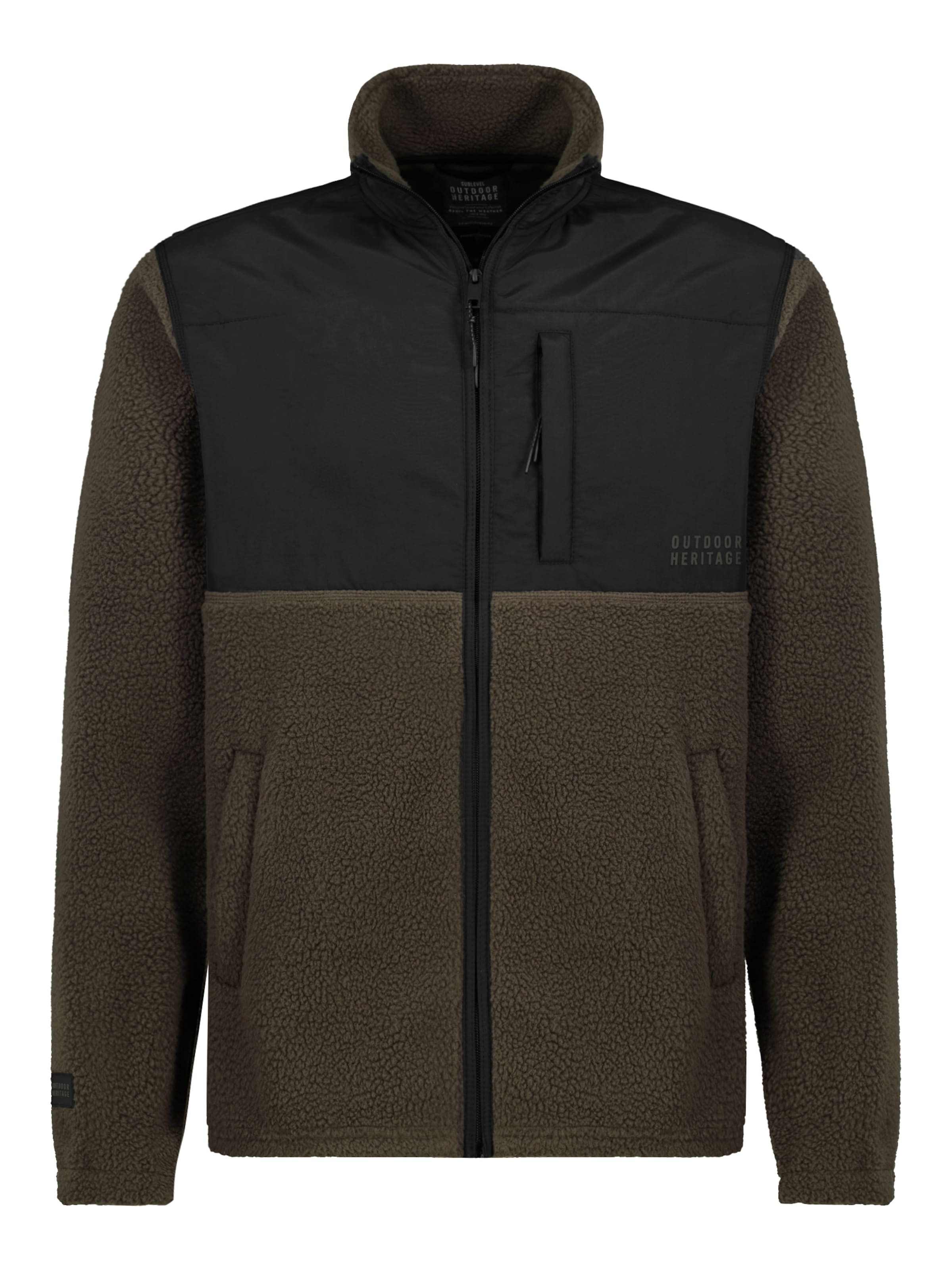 Sublevel Fleece jas in L in de kleur Donkergroen / Zwart, Productweergave