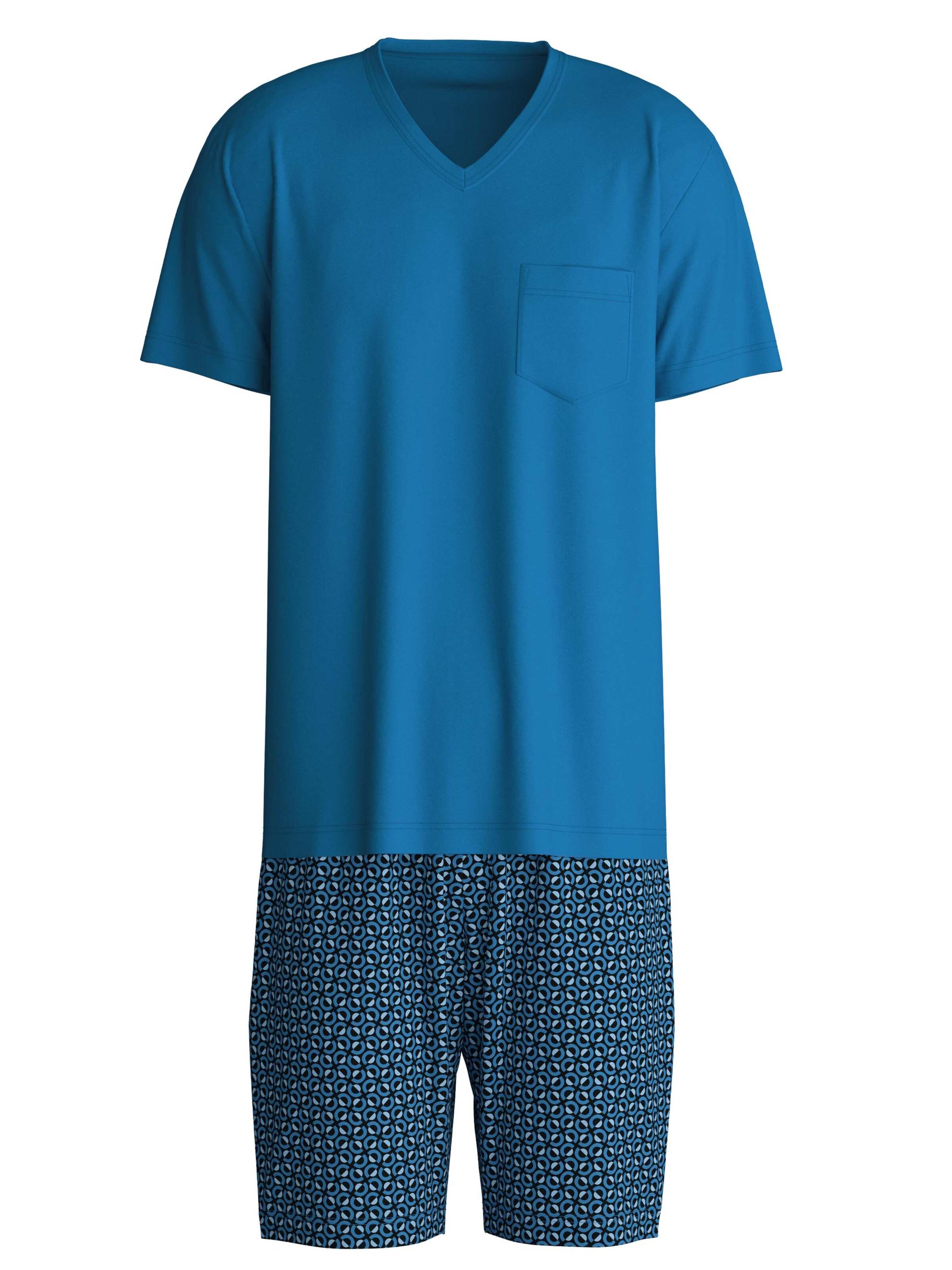 CALIDA Pyjama kurz 'Relax Imprint'‌‌ in Blau: Vorderseite