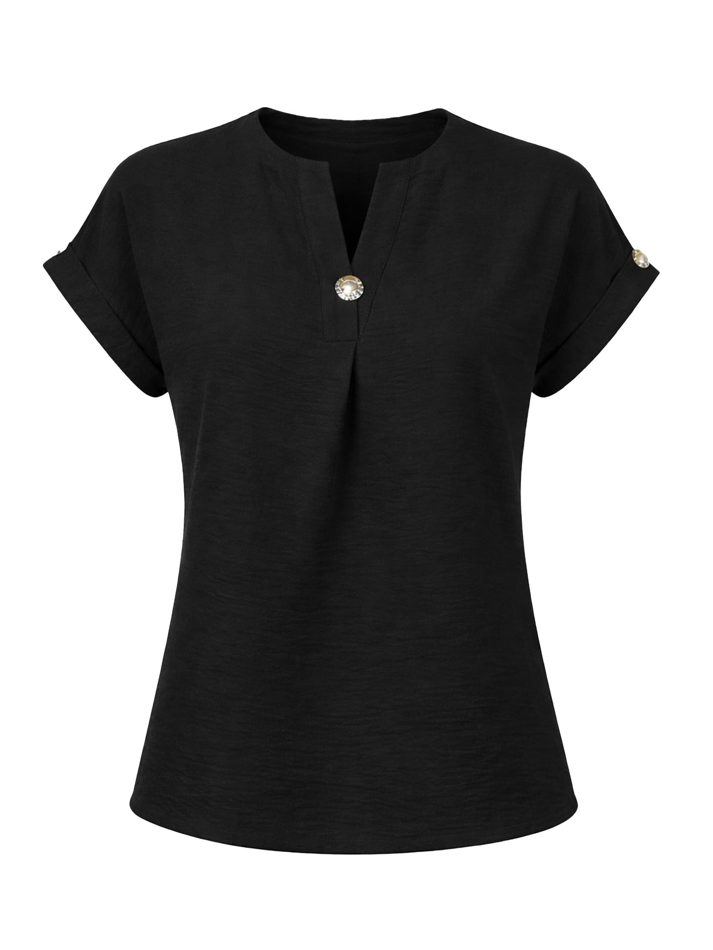 Chemisier 'Blouse with button' REGINA FASHION en noir : devant