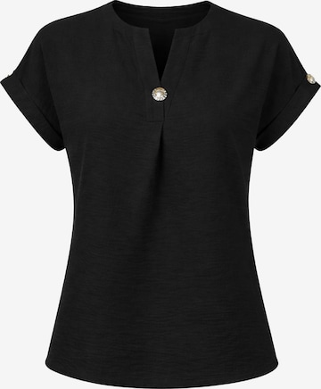 REGINA FASHION Bluza 'Blouse with button' | črna barva: sprednja stran