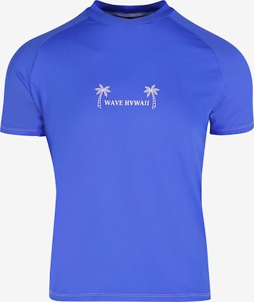 T-shirt fonctionnel ' Rash Guard ' Wave Hawaii en bleu : devant