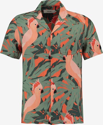 Shiwi Regular Fit Skjorte 'Tropical Cockatoo' i grønn: forside