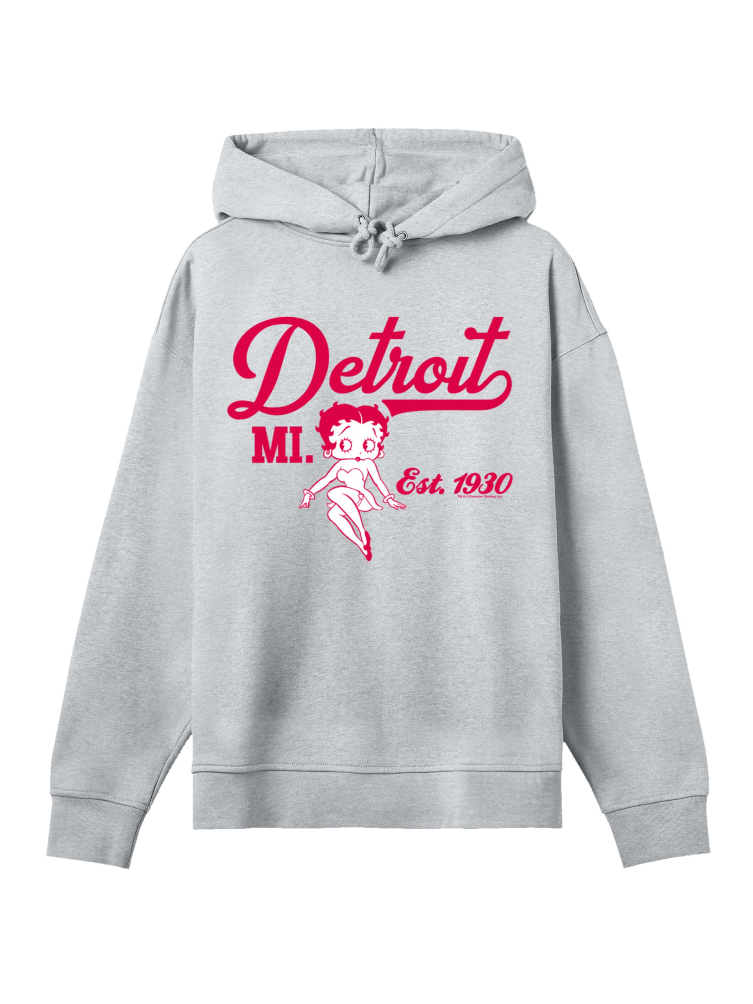 F4NT4STIC Sweatshirt 'Betty Boop Detroit MI. Est 1930' in graumeliert / pink, Produktansicht