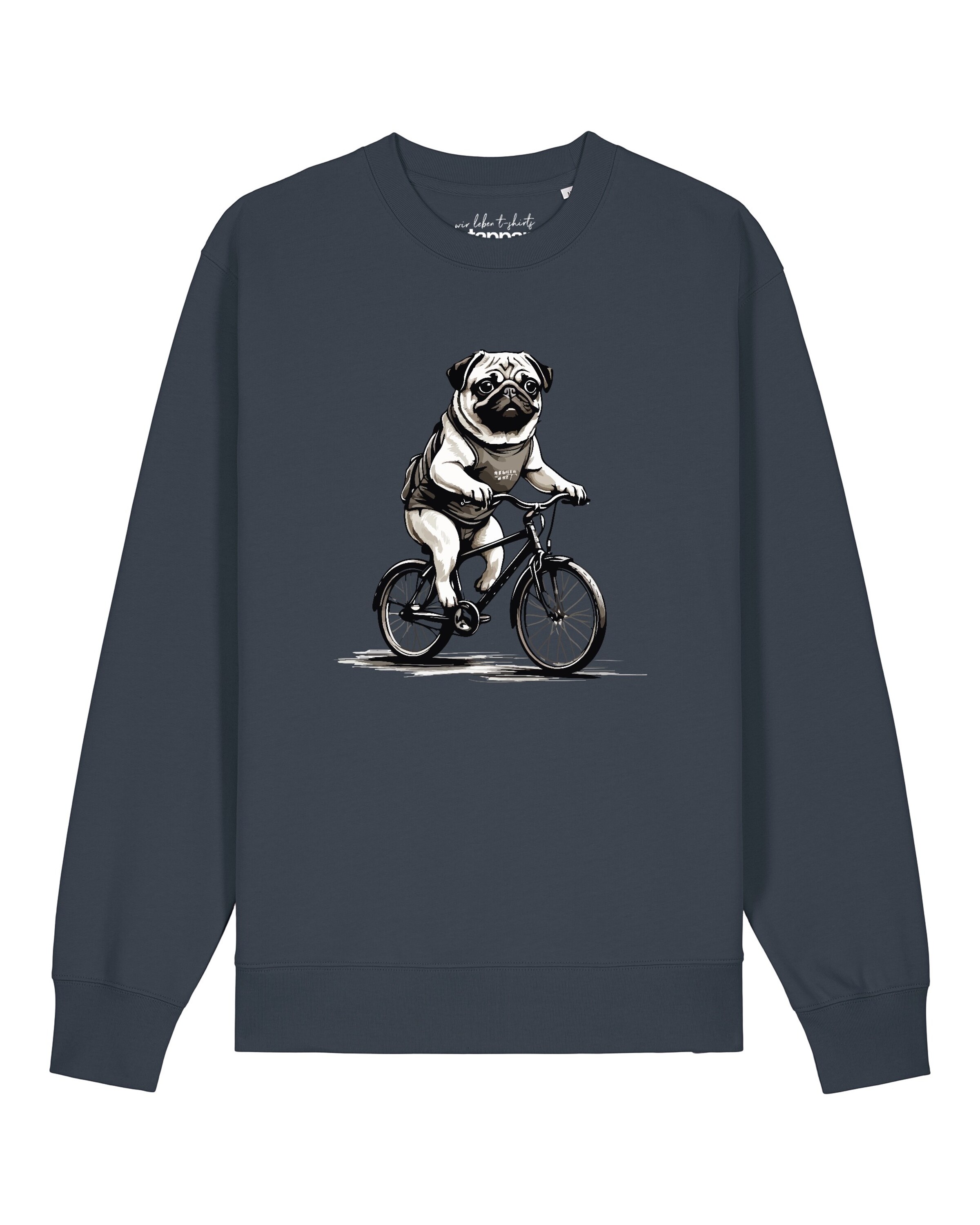 Watapparel Sweatshirt 'Mops auf Fahrrad' in Grey: front