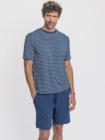 zd ZERO DEFECTS Pyjama kort 'Kouros navy' in Blauw: voorkant