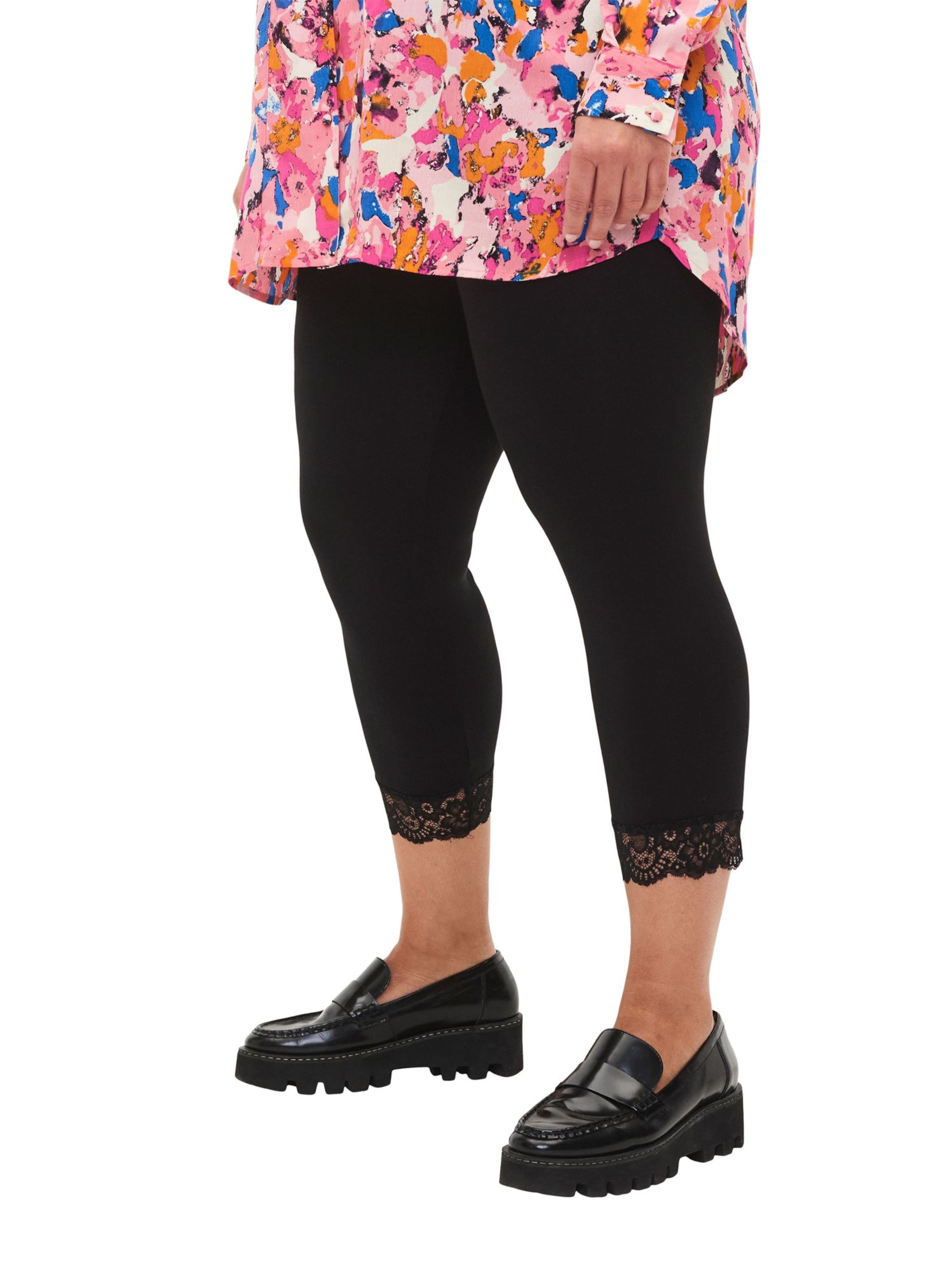 Zizzi Skinny Leggings i sort: forside