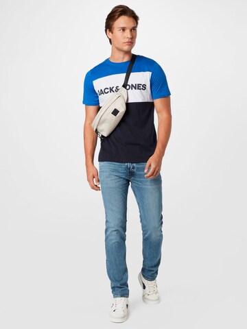 mėlyna JACK & JONES Standartinis modelis Marškinėliai