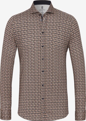 DESOTO Slim fit Button Up Shirt in Brown: front