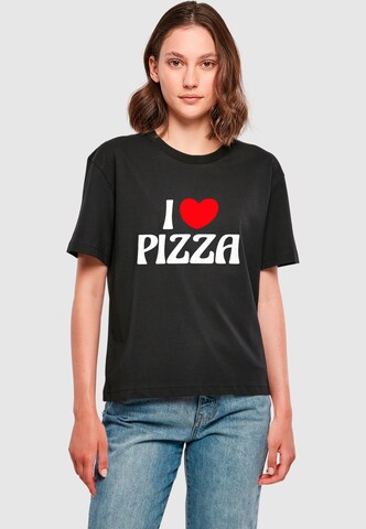 T-shirt 'Pizza Love' Miss Tee en noir : devant