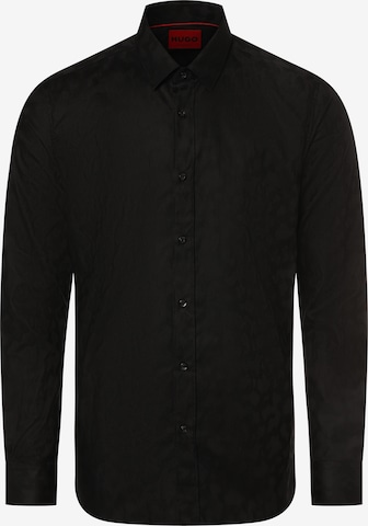 HUGO Slim fit Business Shirt 'Elisha02' in Black: front