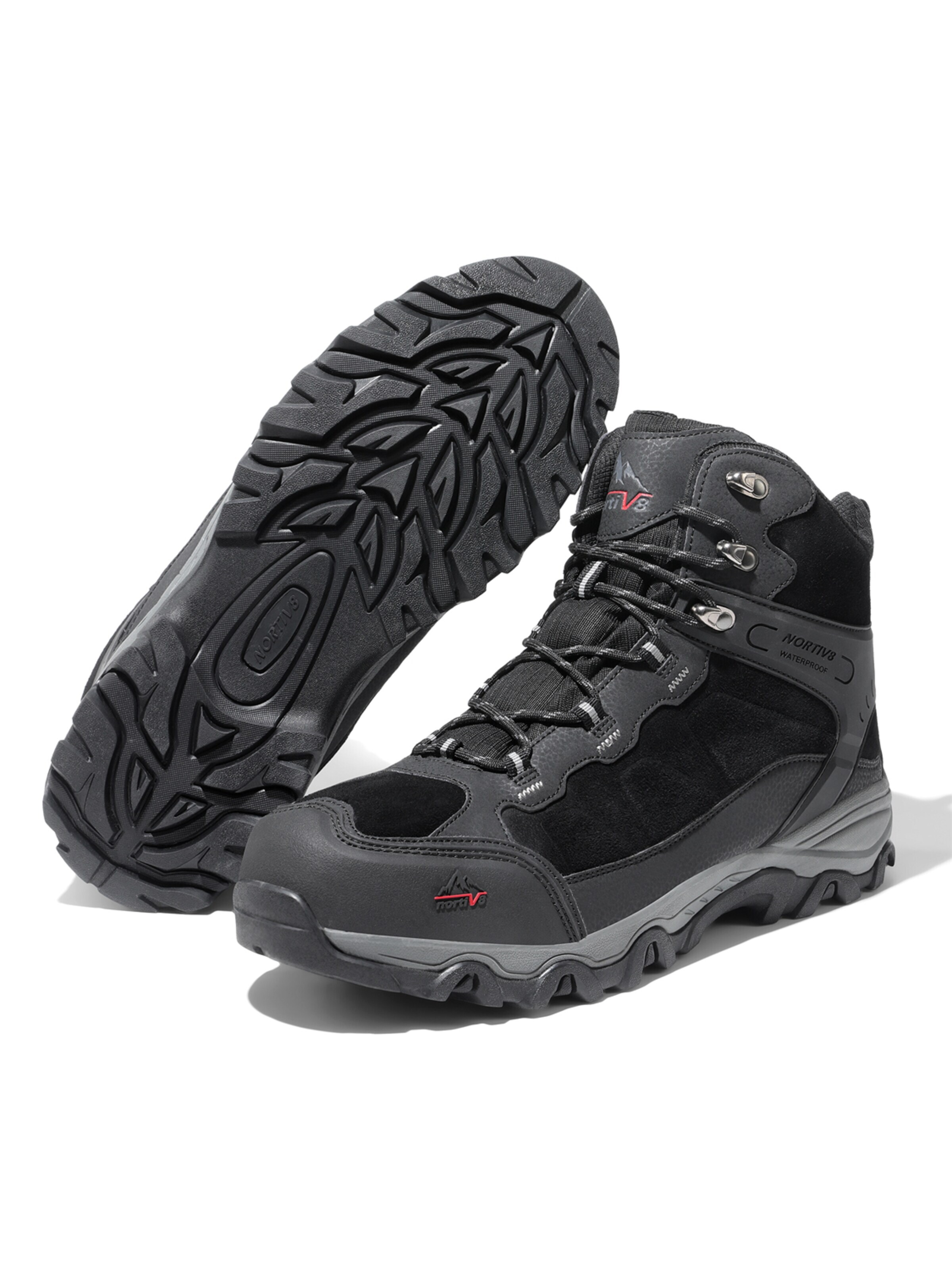 Boots 'NORTIV 8 Herren Wasserdichte Wanderschuhe Outdoor Mid Trekking Leichte Bergschuhe' di NORTIV 8 in nero