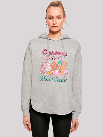 Sweat-shirt 'Christmas Calories Dont Count Candy' F4NT4STIC en gris : devant