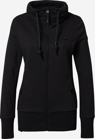 Ragwear Zip-Up Hoodie 'RYLIE' in Black: front