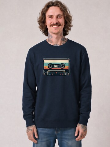 Watapparel Sweatshirt 'Retro Kassette' in Blau: Vorderseite