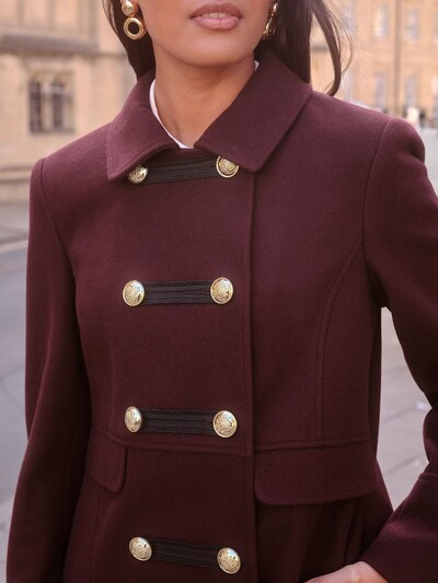 love & roses Manteau mi-saison en rouge foncé, Vue avec produit