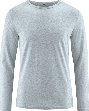 HempAge Shirt ' longsleeve mit yak ' in Grey: front