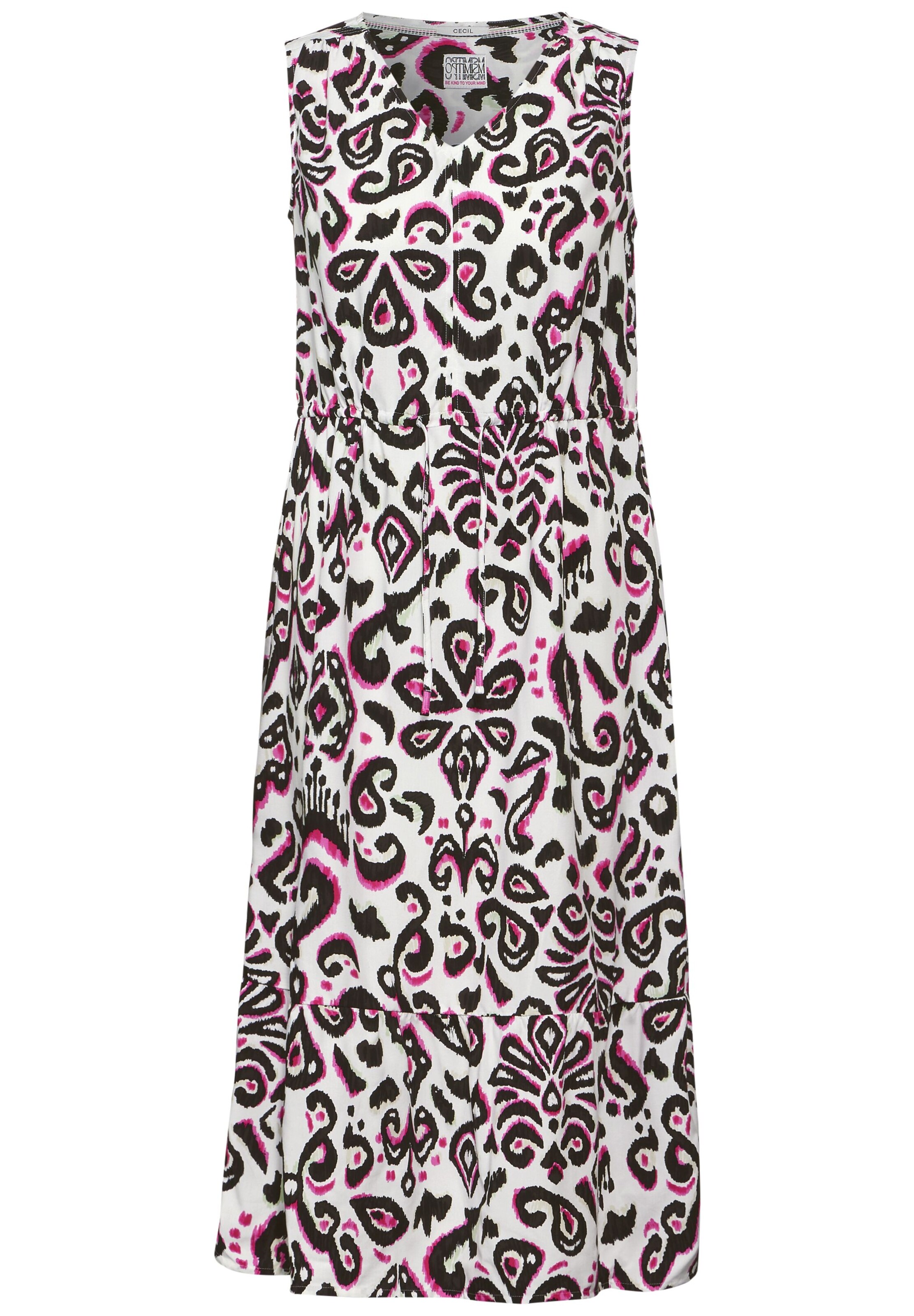 CECIL Sommerkleid in grün / pink / schwarz / weiß, Produktansicht