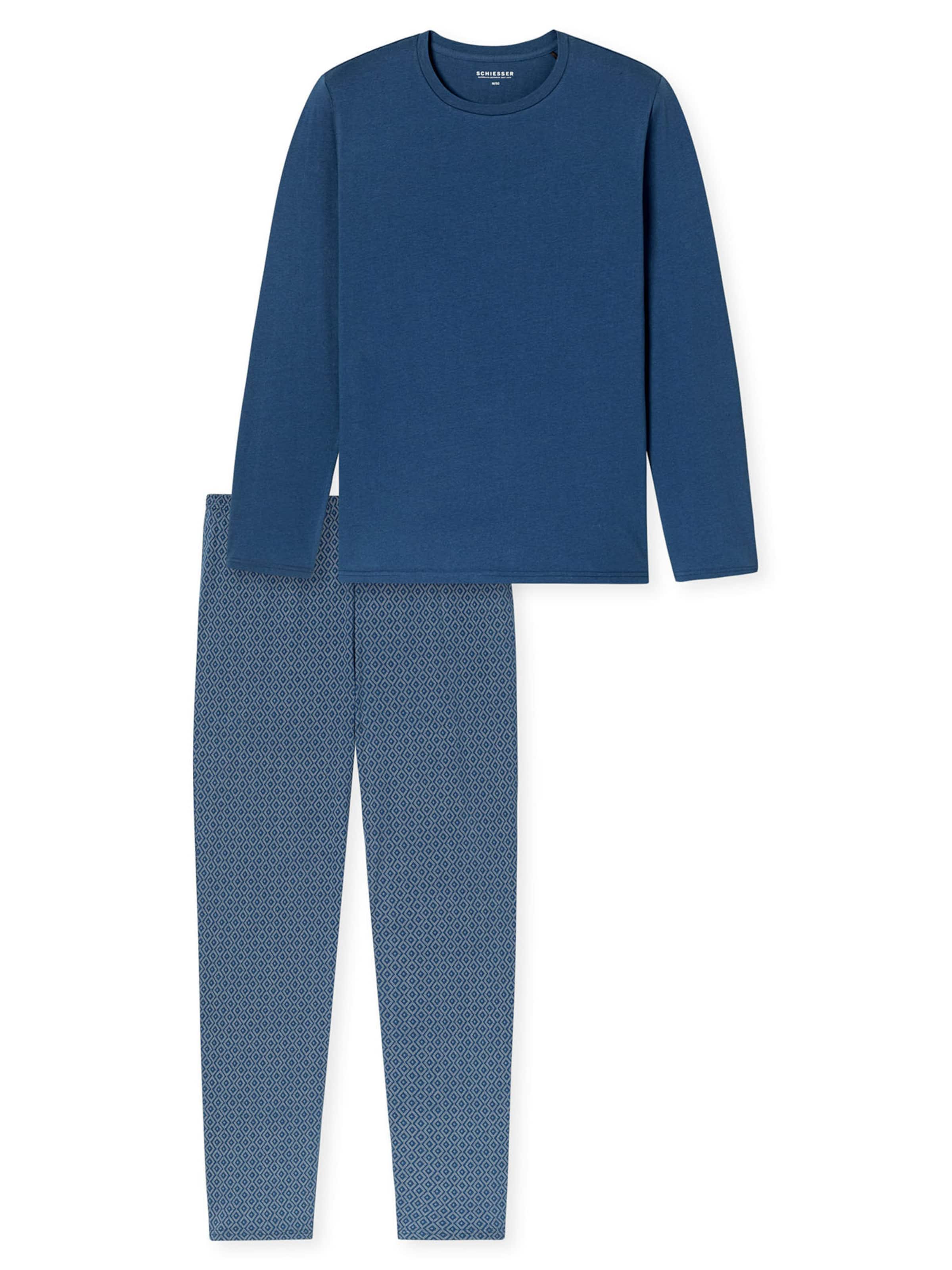 SCHIESSER - Pijama largo ' Casual Essentials ' en azul: frente